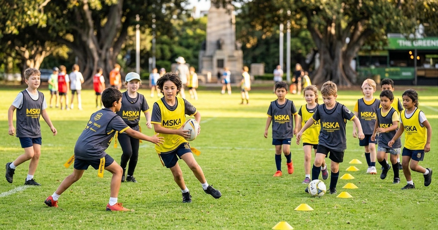 School holiday sports camp kids in action