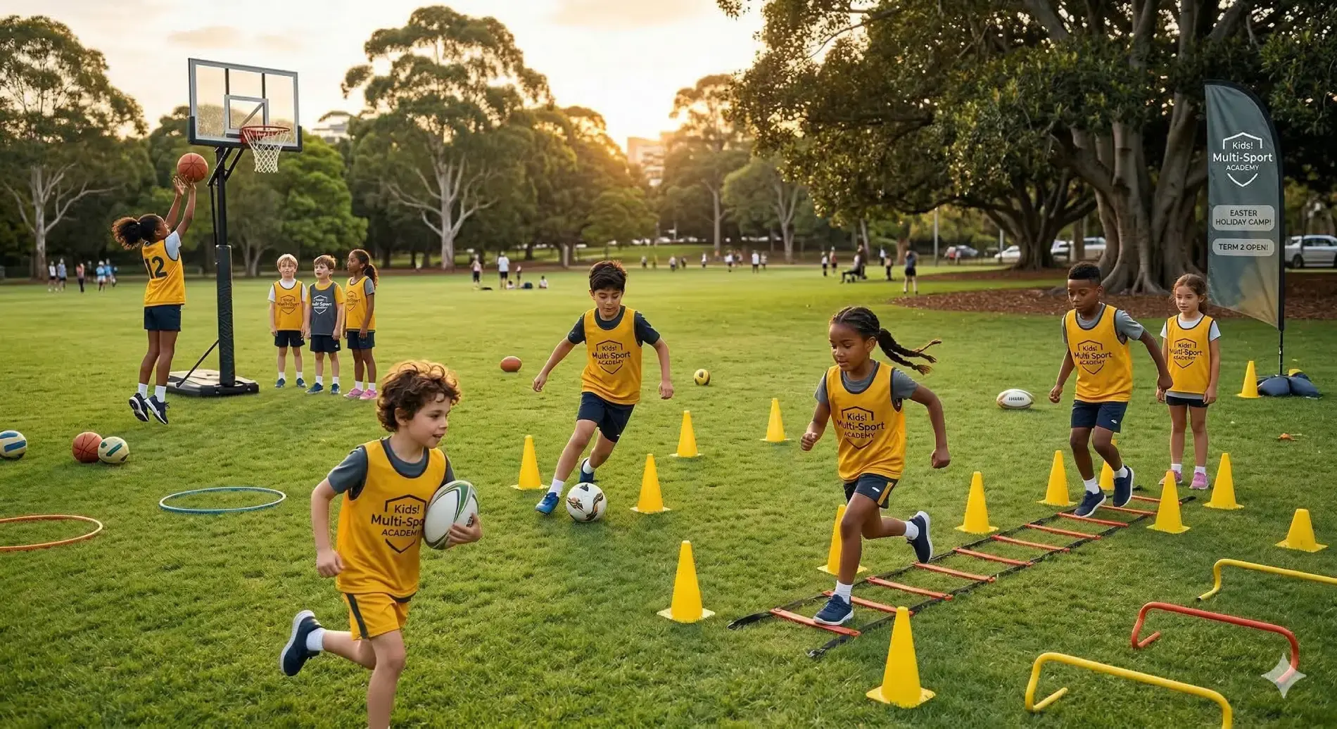Kids doing athletic development training at Multi-Sport Kids Academy