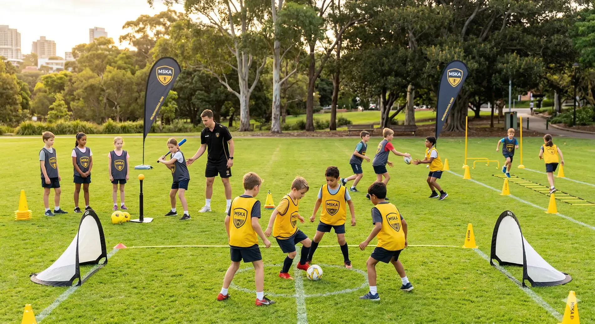 Kids doing athletic development training at Multi-Sport Kids Academy