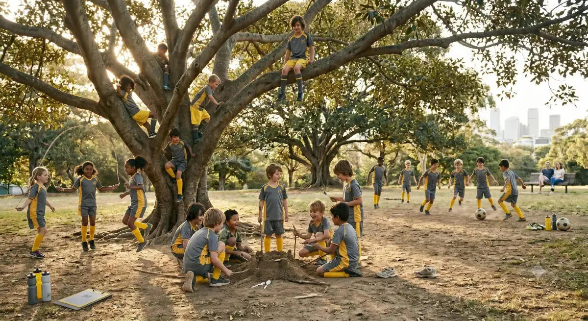 Kids training outdoors at Multi-Sport Kids Academy